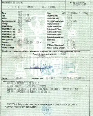 Scrapping Vehicle ford transit furgón (fa_ _) 2.4 tdci rwd of the year 2007 powered jxfa