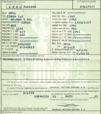 Veicolo di demolizione opel corsa a 1.2 dell'anno 1991 alimentato 1.2s