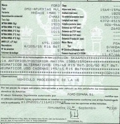Здавання транспортного засобу ford c-max (cb3) 1.6 tdci cat року 2008 потужний hhda