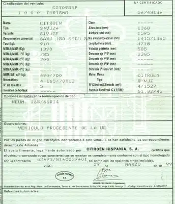 Утилизация автомобиля citroen saxo 1.5 diesel года 1999 питание vjz