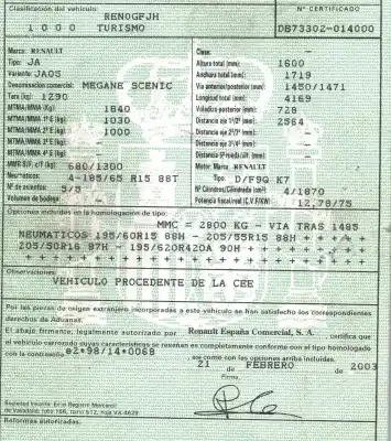 Утилизация автомобиля renault scenic (ja..) 1.9 dci authentique года 2003 питание f9q k7