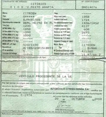 Scrapping Vehicle citroen berlingo xtr 1.6 hdi 92 of the year 2008 powered 9hx