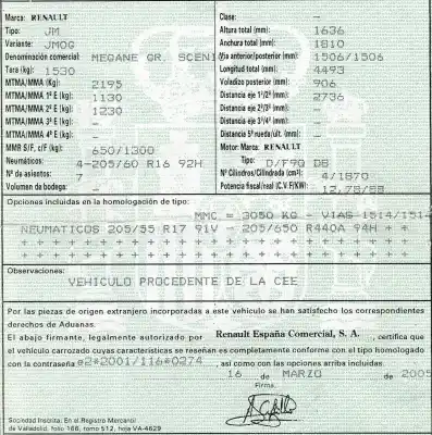 Здавання транспортного засобу renault scenic ii grand privilege року 2005 потужний f9qd812