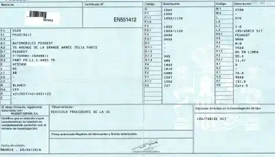 Утилизация автомобиля peugeot partner (s2) 1.6 16v hdi cat года 2015 питание 9h06