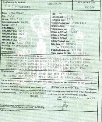 Scrapping Vehicle chevrolet aveo 1.4 cat of the year 2007 powered f14d3