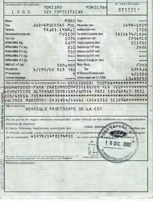 Утилизация автомобиля ford fusion (cbk) 1.4 16v cat года 2002 питание fxjb