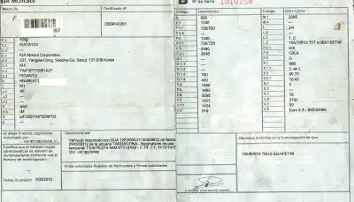 Veículo de Sucata kia picanto 1.0 cat do ano 2012 alimentado g3la