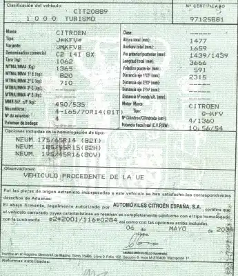 Veículo de Sucata citroen c2 (jm_) 1.4 do ano 2004 alimentado kfv