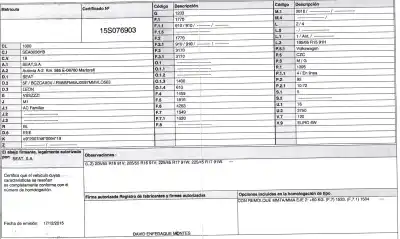 Scrapping Vehicle seat leon (5f1) 1.4 16v tsi of the year 2015 powered czc
