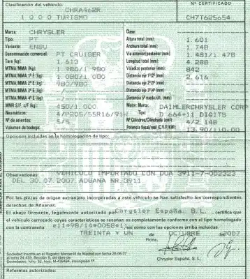 Утилизация автомобиля chrysler                                           pt cruiser (pt)                                                                                                                                                                                                                                            2.2 crd classic года 2007 питание d 644+11 digits