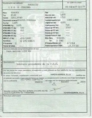 Veículo de Sucata toyota corolla (_e12_) 1.4 d (nde120_) do ano 2004 alimentado 1nd