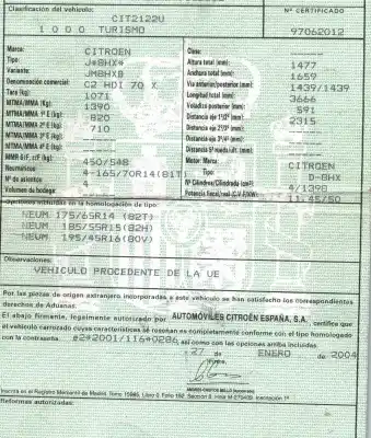 Утилизация автомобиля citroen c2 (jm_) 1.4 hdi года 2004 питание 8hx
