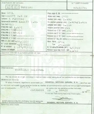 Veículo de Sucata opel kadett e 1.6 do ano 1989 alimentado g-1.6sv