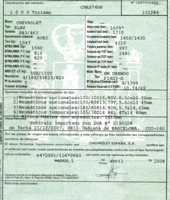 Scrapping Vehicle chevrolet aveo 1.4 cat of the year 2008 powered f14d3