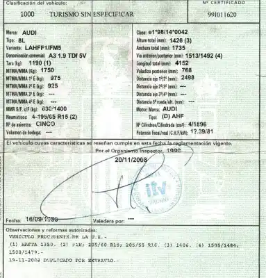 Здавання транспортного засобу audi a3 (8l) 1.9 tdi року 1999 потужний ahf