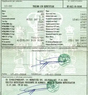 Veículo de Sucata audi a6 berlina (4b2) 2.5 v6 24v tdi do ano 1998 alimentado afb