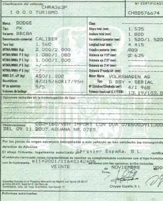 Scrapping Vehicle dodge caliber 2.0 crd of the year 2007 powered byl