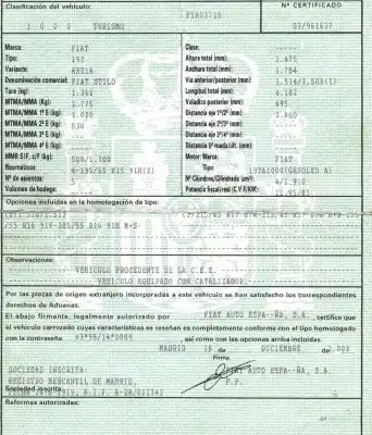 Veículo de Sucata fiat stilo (192) 1.9 jtd cat do ano 2003 alimentado 192a1000