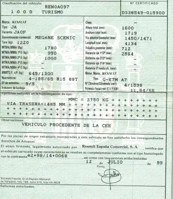 Здавання транспортного засобу renault megane i scenic (ja0) 1.6 року 1999 потужний k7m a7