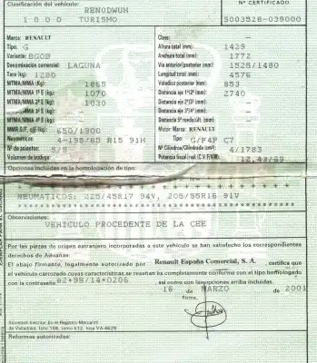 Здавання транспортного засобу renault laguna ii (bg0) 1.8 cat року 2001 потужний f4pc770