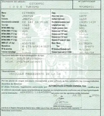 Veículo de Sucata citroen c2 sx do ano 2006 alimentado kfv