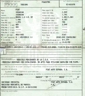 Scrapping Vehicle fiat brava (182) 1.4 12v cat of the year 1997 powered 182a3000