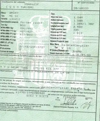 Veículo de Sucata smart coupe turbo cat do ano 2006 alimentado g15