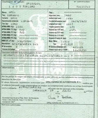 Scrapping Vehicle opel                                               corsa c (x01)                                                                                                                                                                                                                                              1.7 dti (f08 f68) of the year 2002 powered y17dt