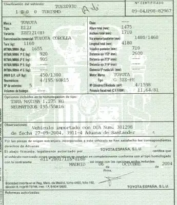 Scrapping Vehicle toyota corolla (e12) 1.6 16v of the year 2004 powered 3zzfe