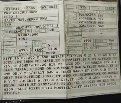 Veicolo di demolizione bmw serie 5 berlina (e39) 2.0 16v diesel cat dell'anno 2002 alimentato 204d1