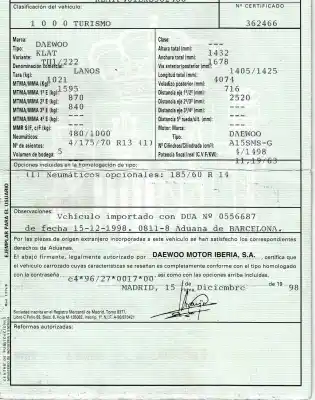 Scrapping Vehicle daewoo lanos 1.5 cat of the year 1998 powered a15sms