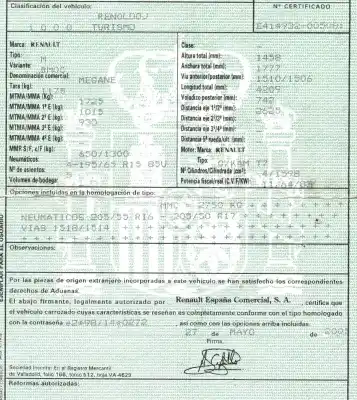 Здавання транспортного засобу renault megane ii berlina 5p 1.6 16v року 2005 потужний k4mt760