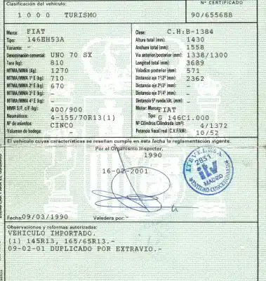 Утилизация автомобиля fiat uno (146) 1.4 cat года 1990 питание 160a1046