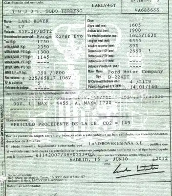 Veículo de Sucata land rover evoque 2.2 sd4 cat do ano 2012 alimentado 224dt