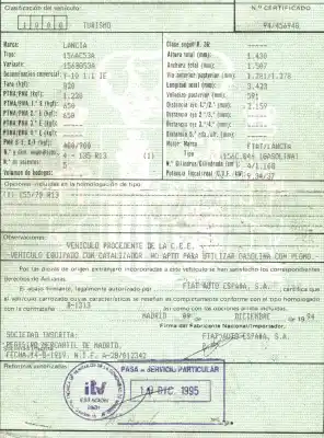 Veicolo di demolizione lancia y10 1.1 cat dell'anno 1994 alimentato 156c046