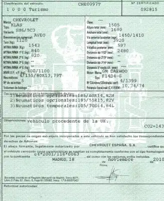 Scrapping Vehicle chevrolet aveo 1.4 cat of the year 2010 powered f14d4