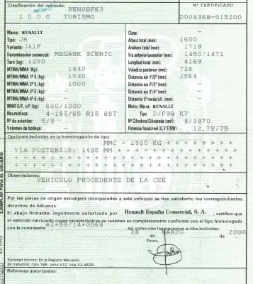 Утилизация автомобиля renault scenic (ja..) 1.9 dci authentique года 2000 питание f9qk7