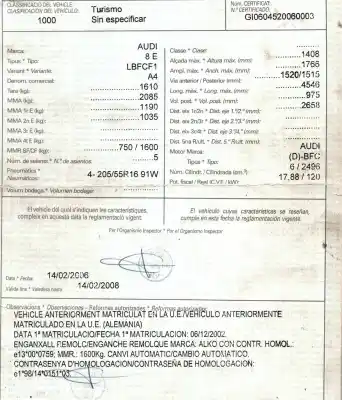 Scrapping Vehicle audi a4 berlina (8e) 2.5 tdi (120kw) of the year 2002 powered bfc