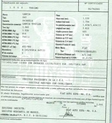 Здавання транспортного засобу lancia ypsilon (101) 1.3 multijet 16v platino (66kw) (10.2006->) року 2006 потужний 199a3000