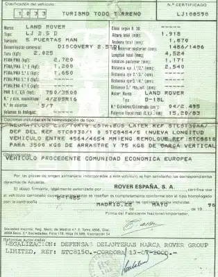 Утилизация автомобиля land rover discovery (salljg/lj) 2.5 turbodiesel года 1996 питание 18l