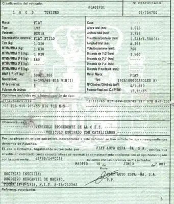 Здавання транспортного засобу fiat                                               stilo (192)                                                                                                                                                                                                                                                1.9 jtd cat                                                                                                                                                                                                                                                року 2003 потужний 192a1000