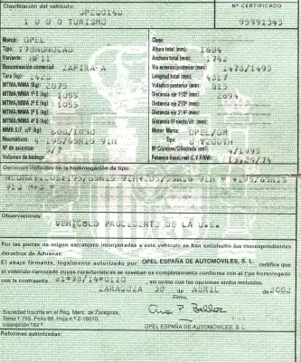 Veículo de Sucata opel zafira a elegance do ano 2002 alimentado y20dth