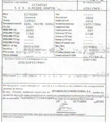 Veículo de Sucata citroen berlingo xtr 1.6 hdi 92 do ano 2008 alimentado 9hx