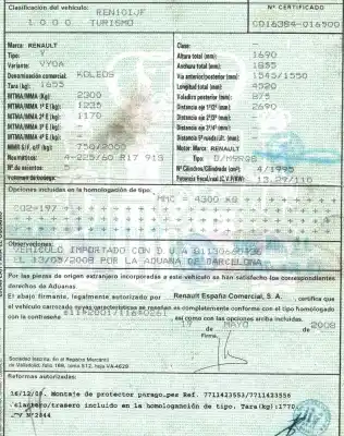 Veículo de Sucata renault koleos 2.0 dci diesel fap do ano 2008 alimentado m9rg8