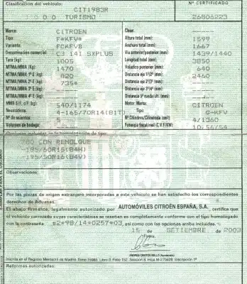 Veículo de Sucata citroen c3 1.4 do ano 2003 alimentado kfv