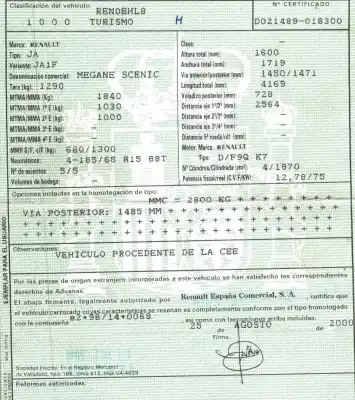 Утилизация автомобиля renault scenic (ja..) 1.9 dci authentique года 2000 питание f9qk7