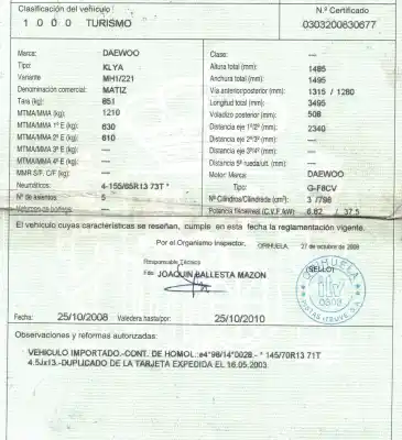 Здавання транспортного засобу daewoo matiz 0.8 cat року 2003 потужний f8cv