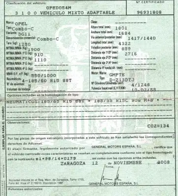 Veículo de Sucata opel combo 1.3 16v cdti do ano 2008 alimentado z 13 dtj