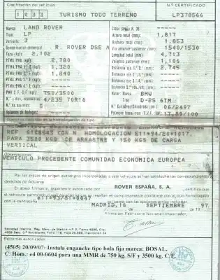 Veículo de Sucata land rover range rover (lp) 2.5 turbodiesel do ano 1997 alimentado 256ta