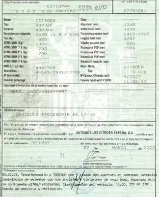 Sloopvoertuig citroen saxo (s0, s1) 1.5 d van het jaar 2002 aangedreven vjz (tud5)